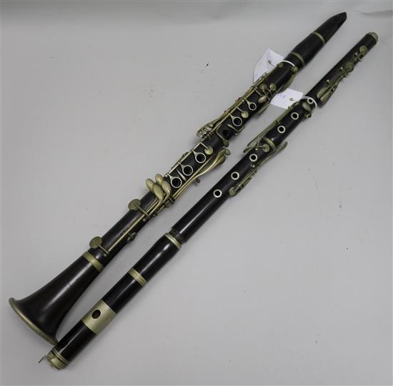 An F.Besson ebony clarinet and an ebony piccolo